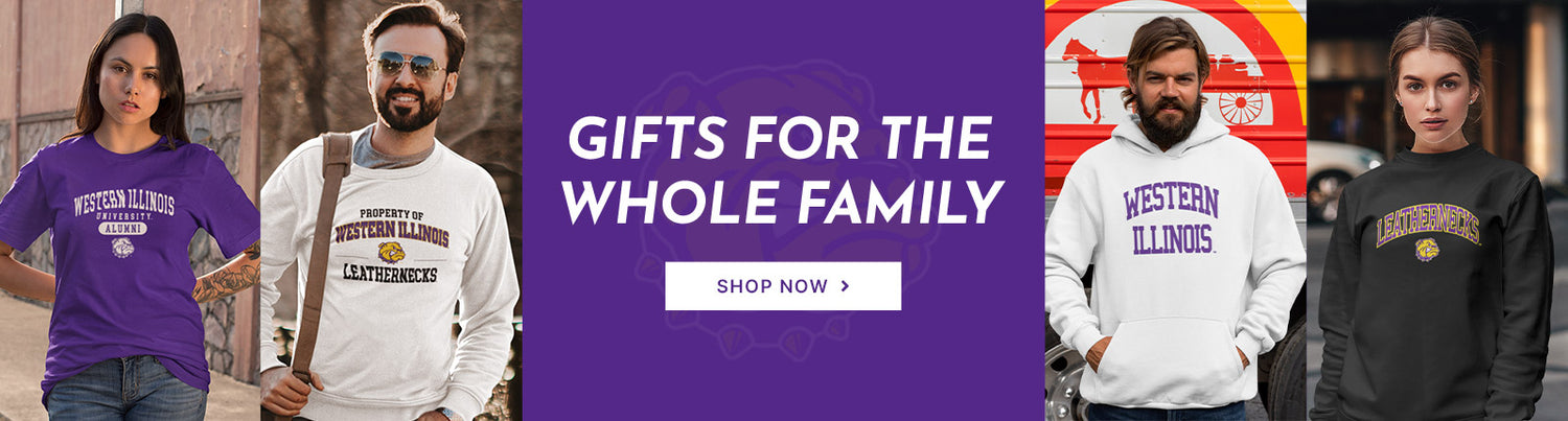 Gifts for the Whole Family. People wearing apparel from WIU Western Illinois University Leathernecks
