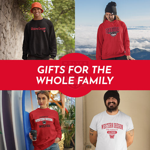 Gifts for the Whole Family. People wearing apparel from WOU Western Oregon University Wolves Apparel – Official Team Gear - Mobile Banner