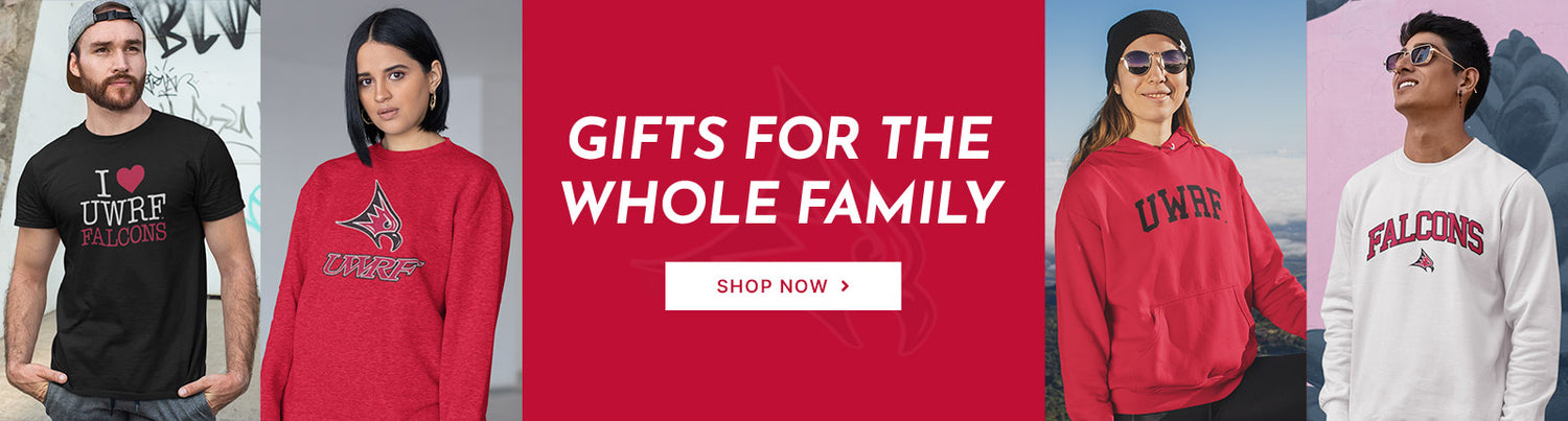Gifts for the Whole Family. People wearing apparel from UWRF University of Wisconsin River Falls Falcons