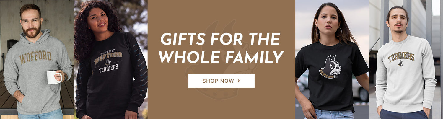 Gifts for the Whole Family. People wearing apparel from Wofford College Terriers