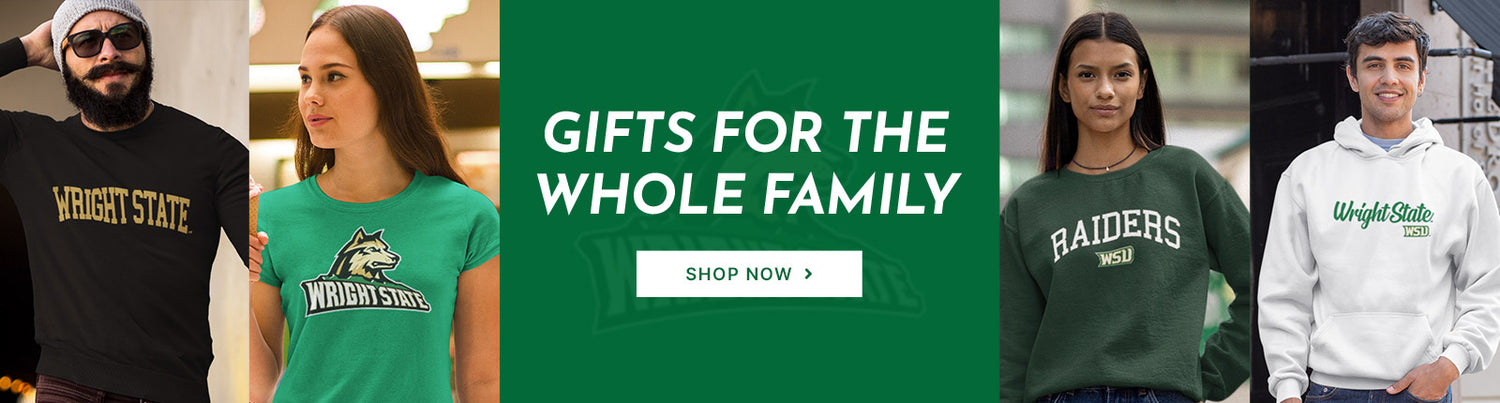Gifts for the Whole Family. People wearing apparel from Wright State University Raiders
