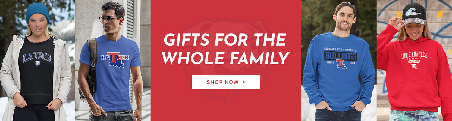 Gifts for the Whole Family. People wearing apparel from Louisiana Tech University Bulldogs