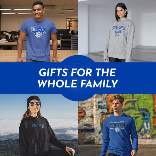 Gifts for the Whole Family. People wearing apparel from SLU Saint Louis University Billikens - Mobile Banner
