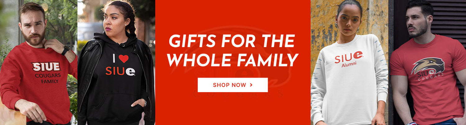 Gifts for the Whole Family. People wearing apparel from SIUE Southern Illinois University Edwardsville Cougars