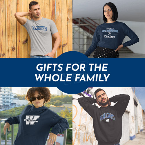 Gifts for the Whole Family. People wearing apparel from Washburn University Ichabods Apparel – Official Team Gear - Mobile Banner