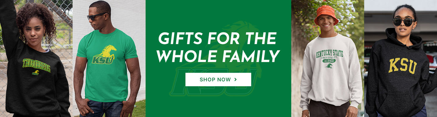 Gifts for the Whole Family. People wearing apparel from KYSU Kentucky State University Thorobreds
