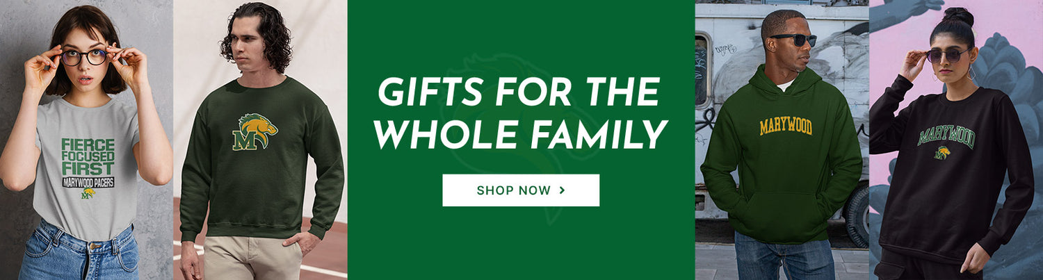 Gifts for the Whole Family. People wearing apparel from Marywood University Pacers