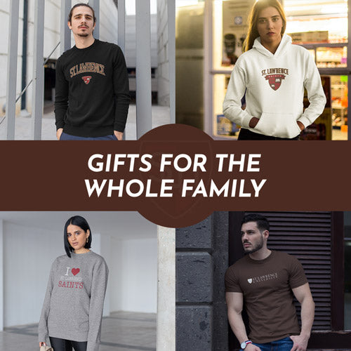 Gifts for the Whole Family. People wearing apparel from St. Lawrence University Saints Official Team Apparel - Mobile Banner