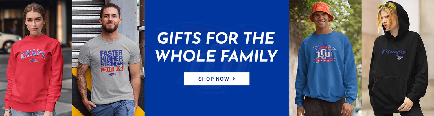 Gifts for the Whole Family. People wearing apparel from Lubbock Christian University Chaparral Official Team Apparel