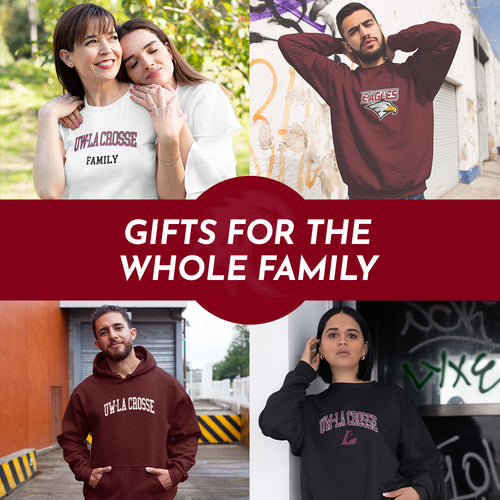 Gifts for the Whole Family. People wearing apparel from University of Wisconsin-La Crosse Eagles Official Team Apparel - Mobile Banner