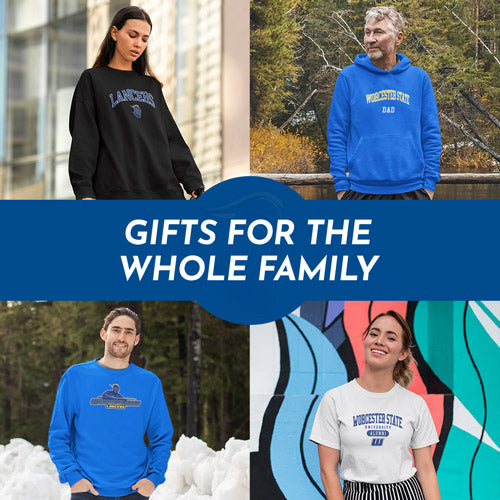 Gifts for the Whole Family. People wearing apparel from Worcester State University Lancers Official Team Apparel - Mobile Banner