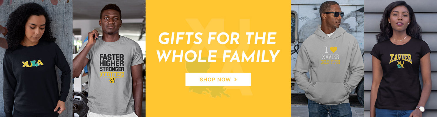 Gifts for the Whole Family. People wearing apparel from Xavier University of Louisiana