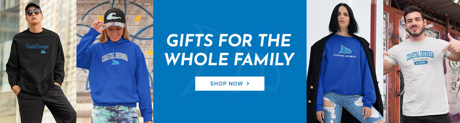 Gifts for the Whole Family. People wearing apparel from College of Coastal Georgia Mariners Official Team Apparel