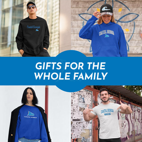 Gifts for the Whole Family. People wearing apparel from College of Coastal Georgia Mariners Official Team Apparel - Mobile Banner