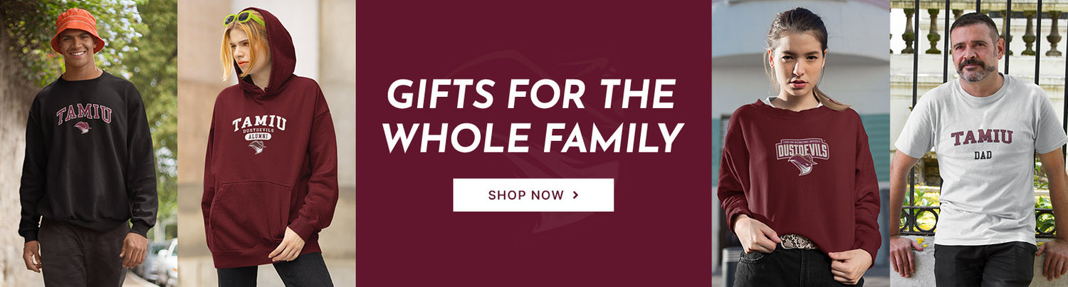 Gifts for the Whole Family. People wearing apparel from Texas A&M International University DustDevils