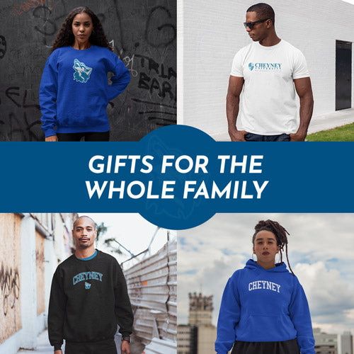 Gifts for the Whole Family. People wearing apparel from Cheyney University of Pennsylvania Wolves Official Team Apparel - Mobile Banner