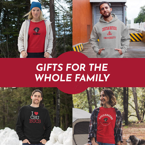 Gifts for the Whole Family. People wearing apparel from Christian Brothers University Buccaneers Official Team Apparel - Mobile Banner