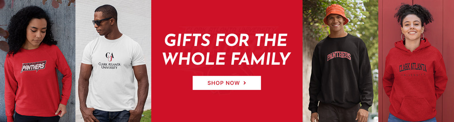 Gifts for the Whole Family. People wearing apparel from Clark Atlanta University Panthers