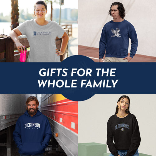 Gifts for the Whole Family. People wearing apparel from Dickinson State University Blue Hawks - Mobile Banner