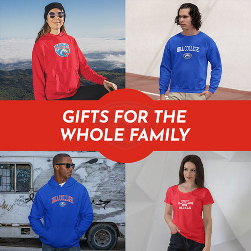 Gifts for the Whole Family. People wearing apparel from Hill College Rebels Official Team Apparel - Mobile Banner