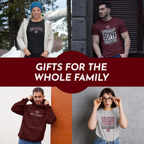 Gifts for the Whole Family. People wearing apparel from Missouri State University Bears Official Team Apparel - Mobile Banner