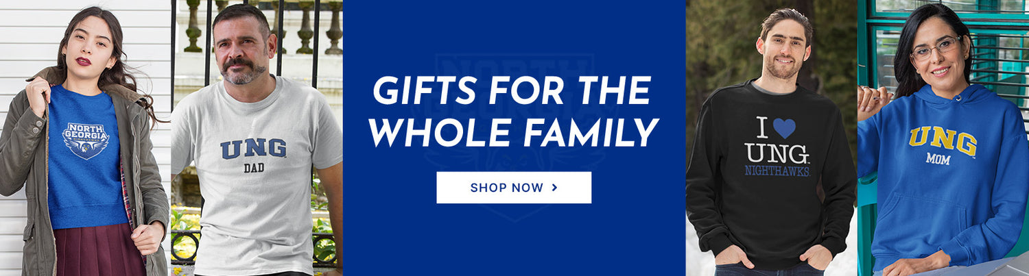 Gifts for the Whole Family. People wearing apparel from University of North Georgia Nighthawks Official Team Apparel