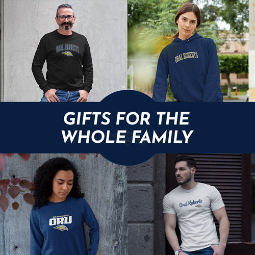 Gifts for the Whole Family. People wearing apparel from Oral Roberts University Golden Eagles - Mobile Banner