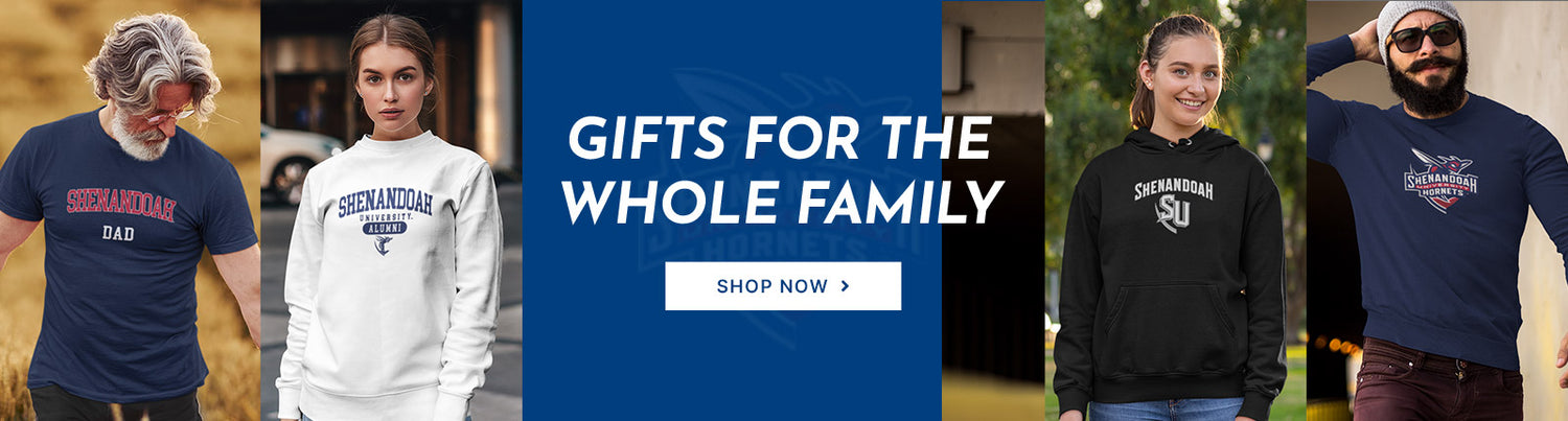 Gifts for the Whole Family. People wearing apparel from Shenandoah University Hornets