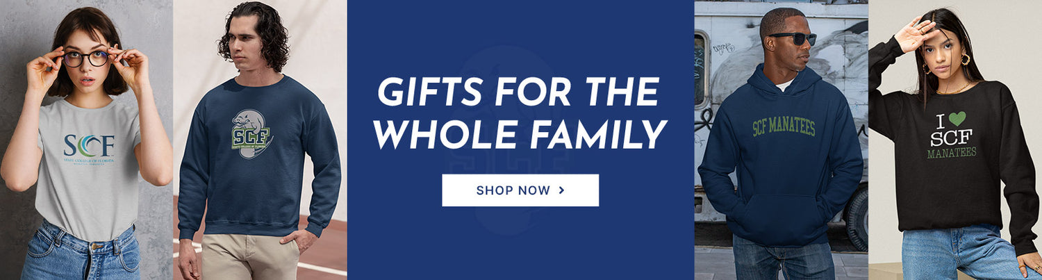Gifts for the Whole Family. People wearing apparel from State College of Florida Manatees Official Team Apparel