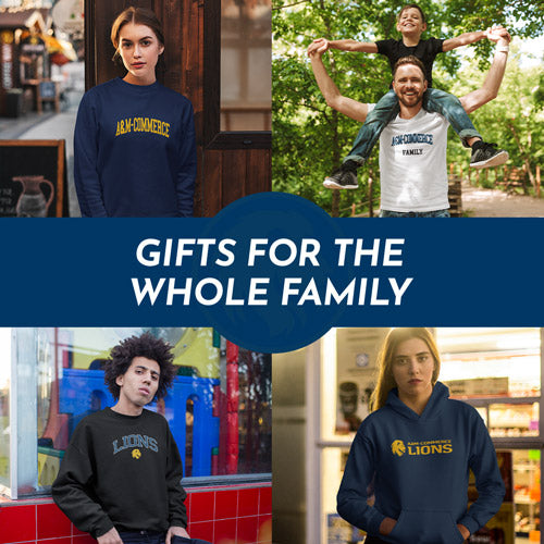 Gifts for the Whole Family. People wearing apparel from Texas A&M University-Commerce Lions - Mobile Banner