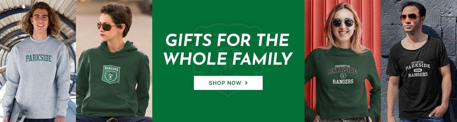 Gifts for the Whole Family. People wearing apparel from University of Wisconsin-Parkside Rangers