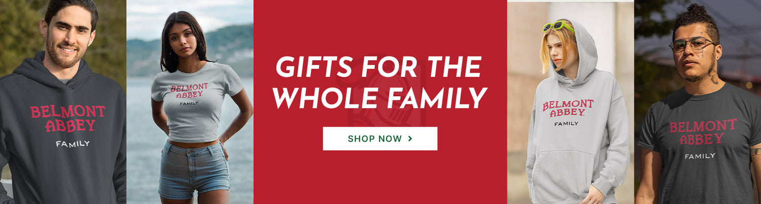 Gifts for the Whole Family. People wearing apparel from Belmont Abbey College Crusaders