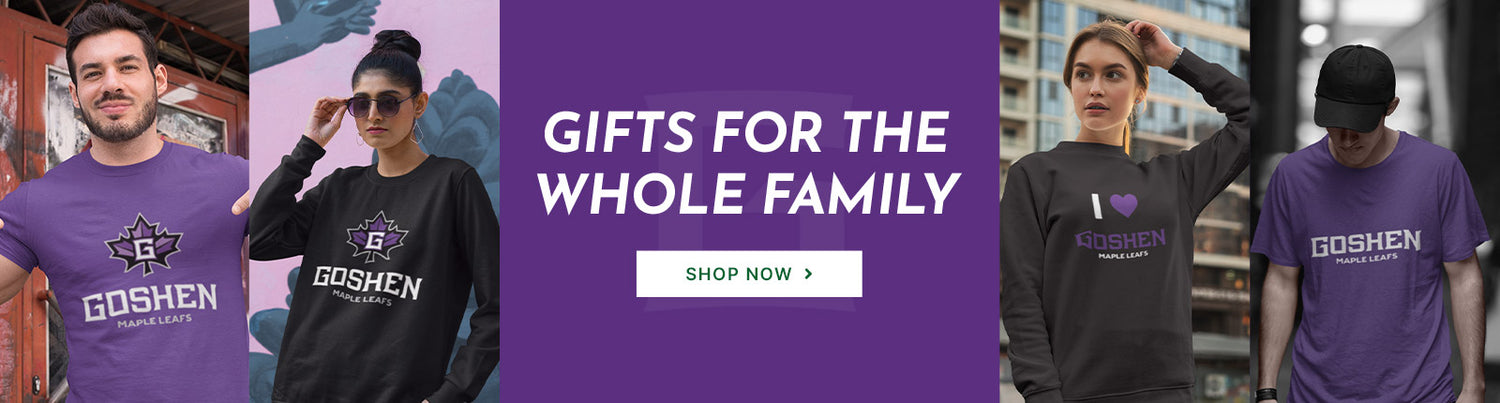 Gifts for the Whole Family. People wearing apparel from Goshen College Maple Leafs