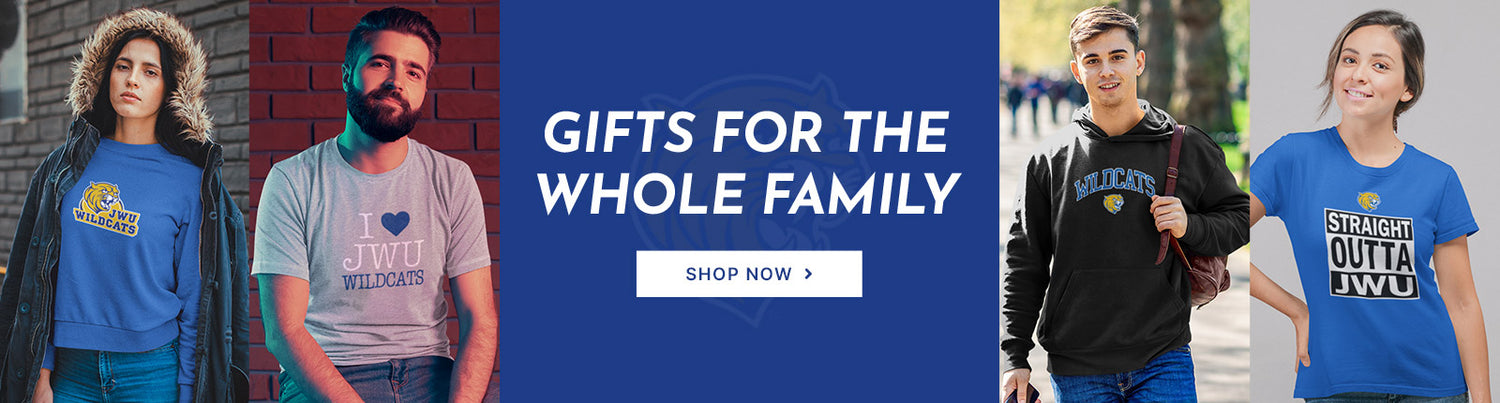 Gifts for the Whole Family. People wearing apparel from Johnson & Wales University Wildcats