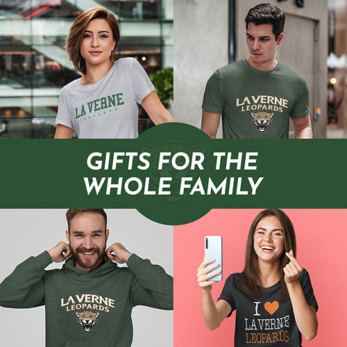 Gifts for the Whole Family. People wearing apparel from University of La Verne Leopards - Mobile Banner