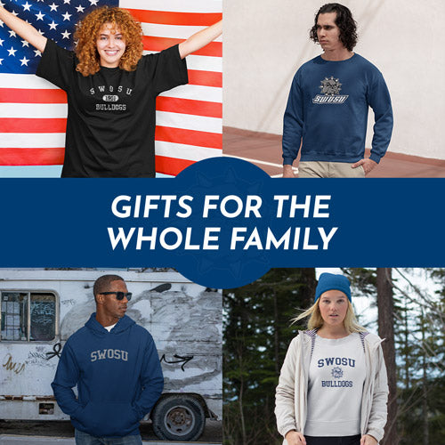 Gifts for the Whole Family. People wearing apparel from Southwestern Oklahoma State University Bulldogs Official Team Apparel - Mobile Banner