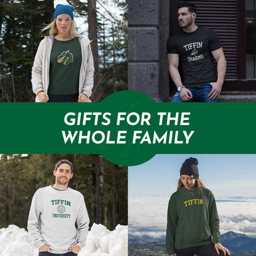 Gifts for the Whole Family. People wearing apparel from Tiffin University Dragons - Mobile Banner