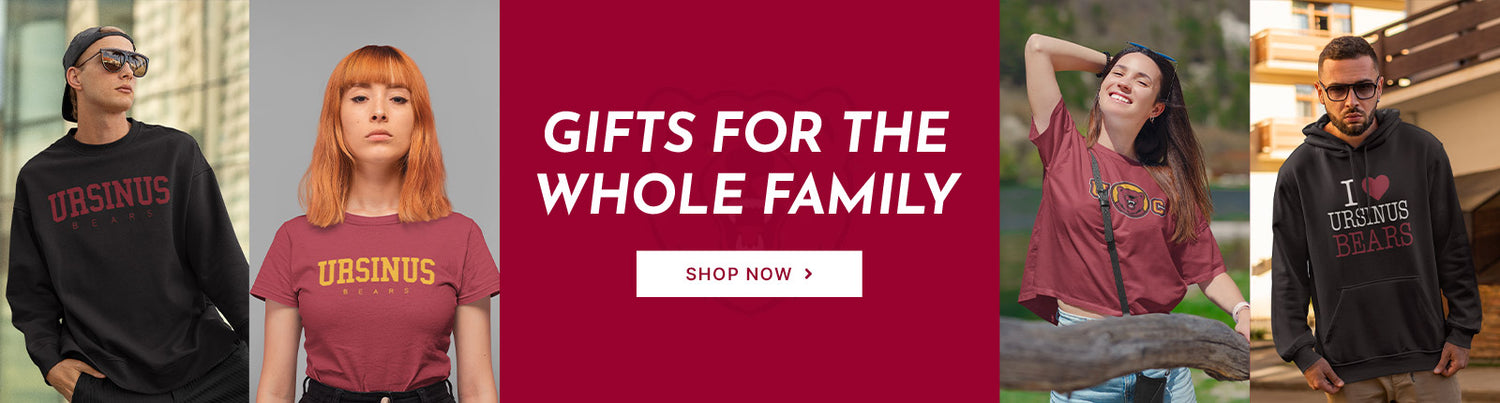 Gifts for the Whole Family. People wearing apparel from Ursinus College Bears