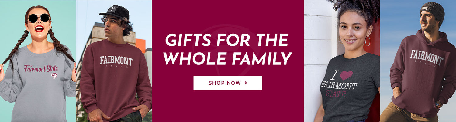 Gifts for the Whole Family. People wearing apparel from Fairmont State University Falcons Official Team Apparel