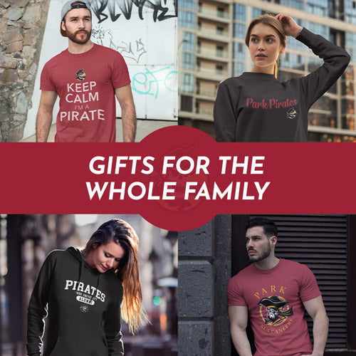 Gifts for the Whole Family. People wearing apparel from Park University Pirates Official Team Apparel - Mobile Banner