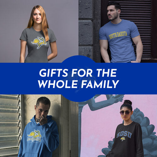 Gifts for the Whole Family. People wearing apparel from South Dakota State University Jackrabbits Official Team Apparel - Mobile Banner