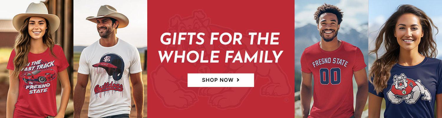 Gifts for the Whole Family. People wearing apparel from Fresno State University Bulldogs Apparel – Official Team Gear