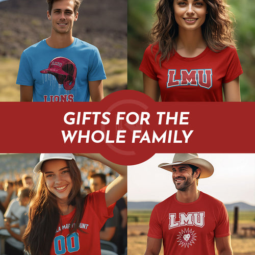 Gifts for the Whole Family. People wearing apparel from Loyola Marymount University Lions Apparel - Official Team Gear - Mobile Banner