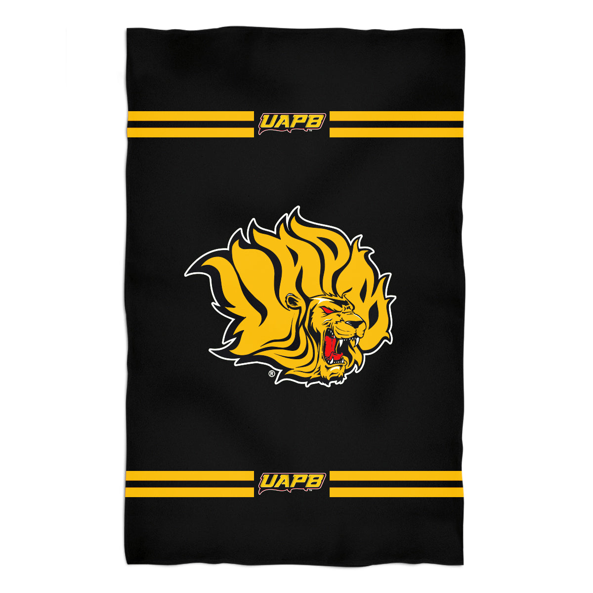 UAPB Golden Lions Black Beach Bath Towel by Vive La Fete