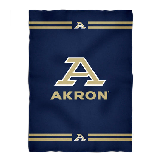 Akron Zips Game Day Soft Premium Navy Throw Blanket 40 x 58 Logo and Stripes by Vive La Fete