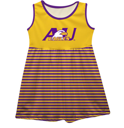 Ashland Eagles AU Girls Game Day Sleeveless Tank Dress Solid Gold Logo Stripes on Skirt by Vive La Fete-Campus-Wardrobe