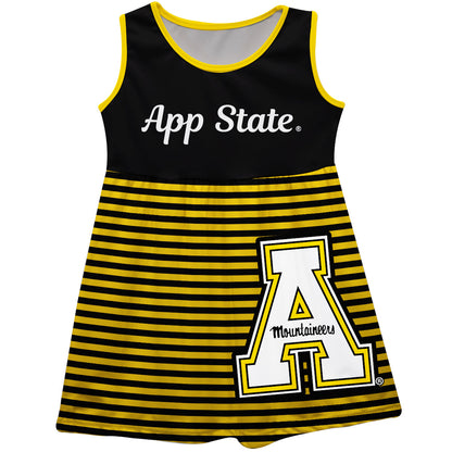 Appalachian State Mountaineers Black Sleeveless Tank Dress With Gold Stripes by Vive La Fete-Campus-Wardrobe