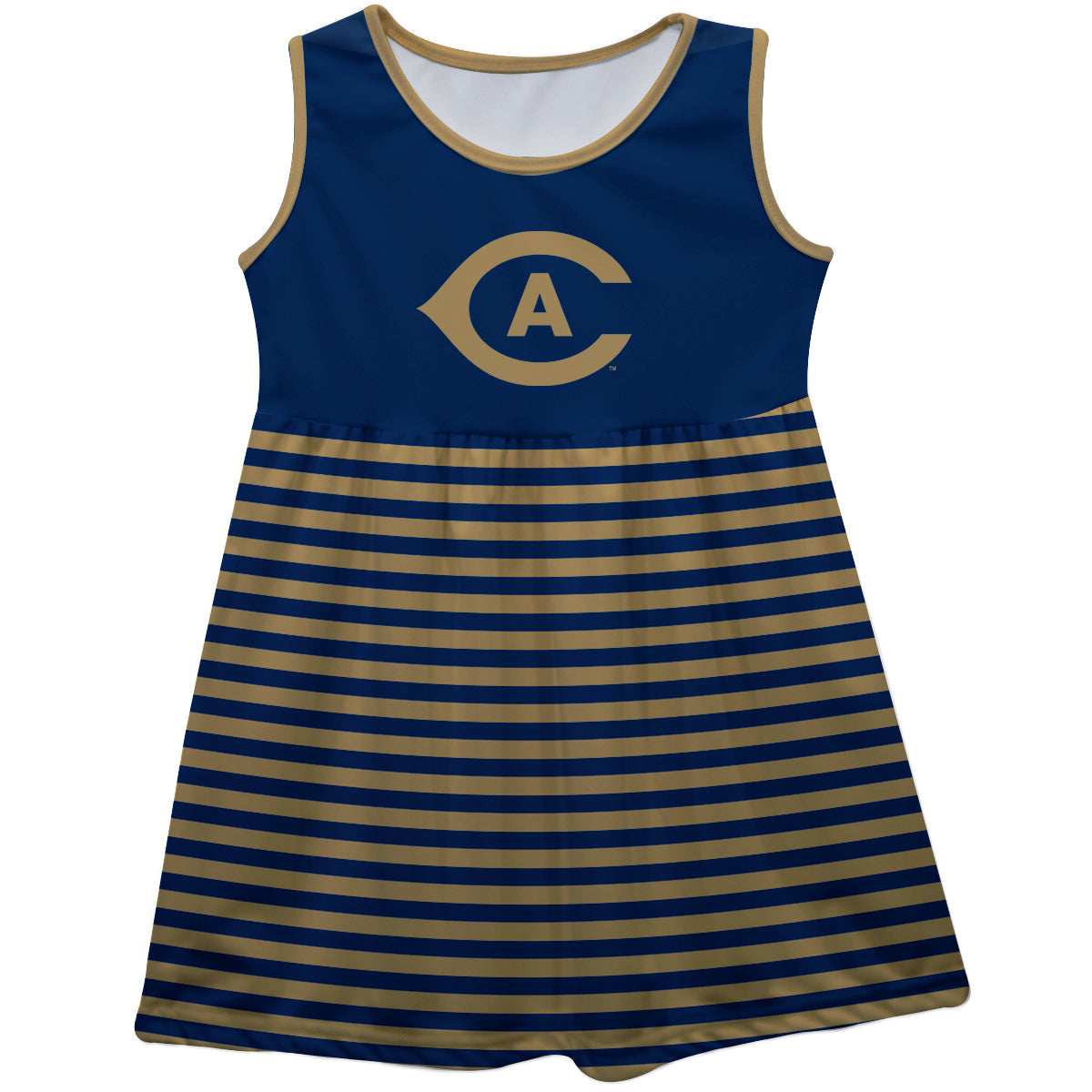 UC Davis Aggies Girls Game Day Sleeveless Tank Dress Solid Navy Logo Stripes on Skirt by Vive La Fete-Campus-Wardrobe