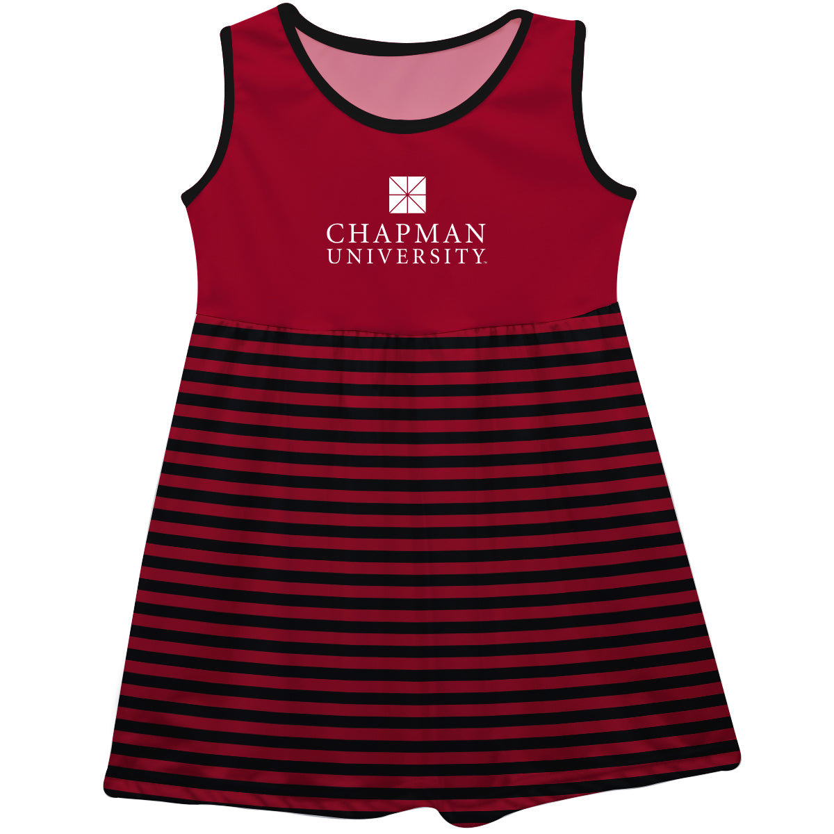 Chapman University Panthers Red and Black Sleeveless Tank Dress with Stripes on Skirt by Vive La Fete-Campus-Wardrobe