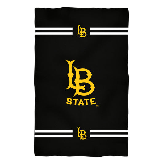 Cal State Long Beach 49ers Black Beach Bath Towel by Vive La Fete